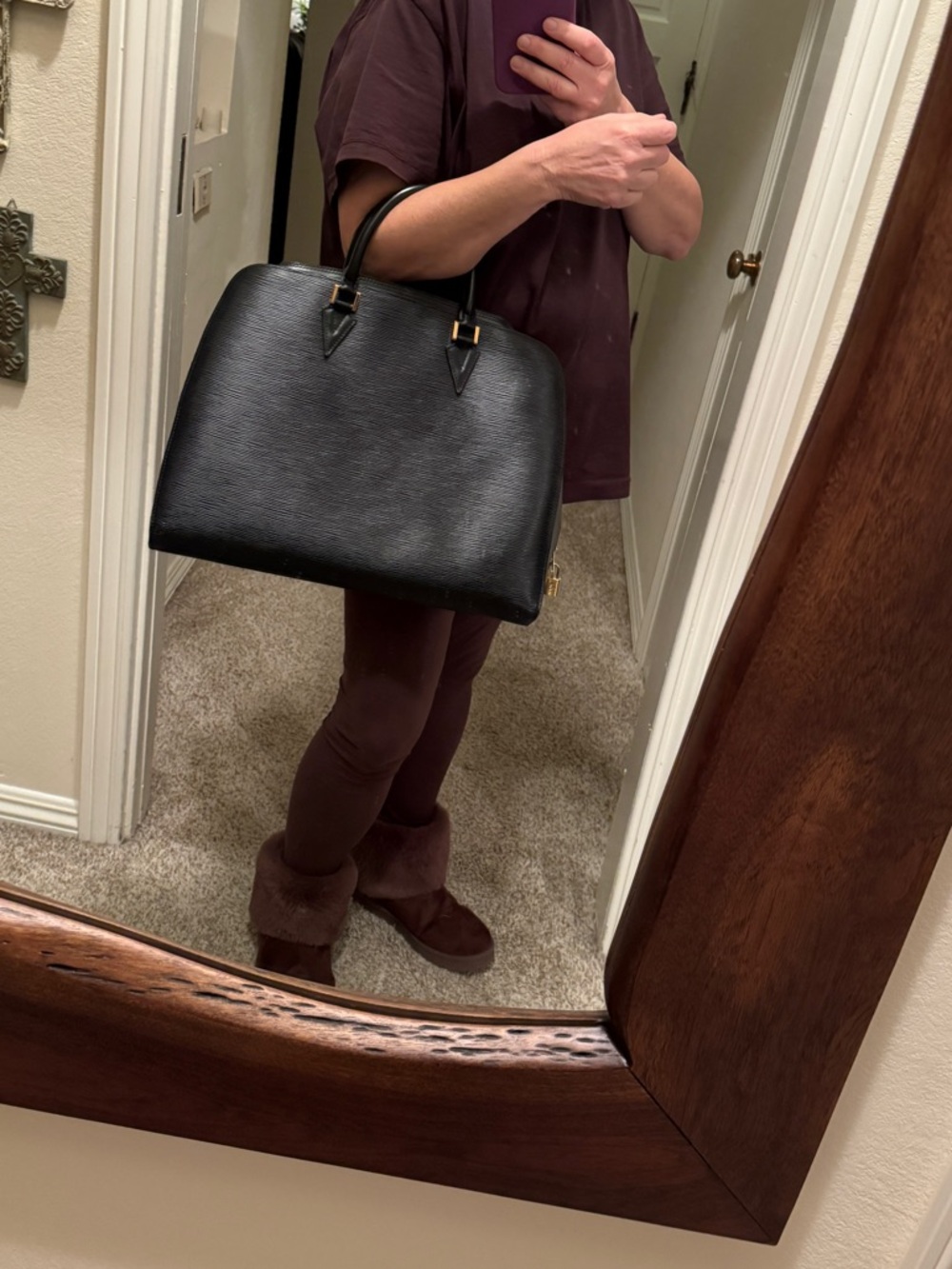 Louis Vuitton Black Epi Leather Alma PM Laptop Tote